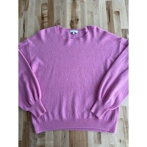 J. Society 100% Cashmere Long Sleeve Sweater Pink Star Design Large